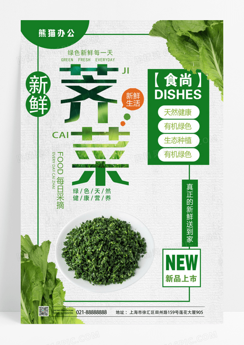  新鲜荠菜营养健康蔬菜海报